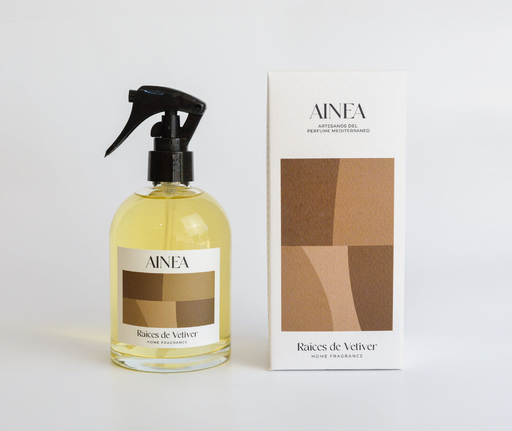 Ambientador para el hogar inspirado en el bosque. Raíces de vetiver de Ainea Perfums.